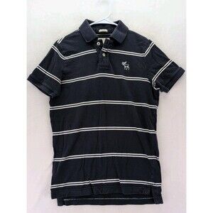 Abercrombie & Fitch Muscle Polo Blue & White striped Men's Large Vintage Preppy